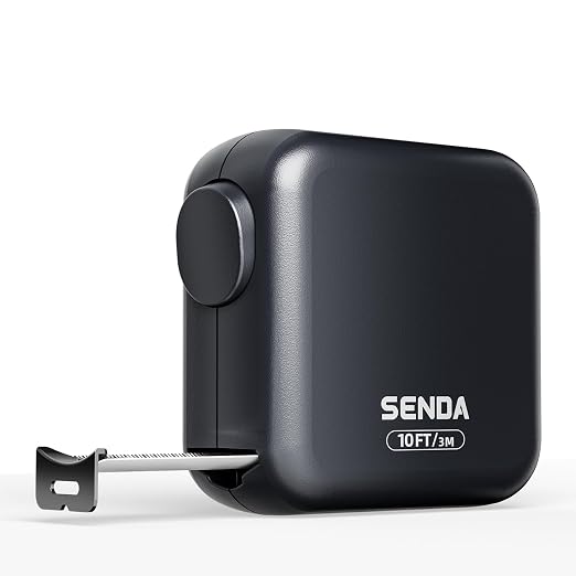 SENDA Self-Locking Tape Measure 10FT/3M, Compact Square Design Small Measuring Tape with High Rigidity, No Back Clip, Wear & Shock Resistant for Home, DIY, Industrial Use (10Ft)