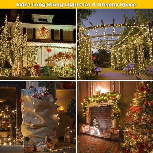 weillsnow 164Ft 500 LED Christmas Lights, Waterproof 8 Twinkle with Memory Functions Christmas Tree Lights for Indoor Outdoor Christmas Tree Garden Decoration (Warm White)