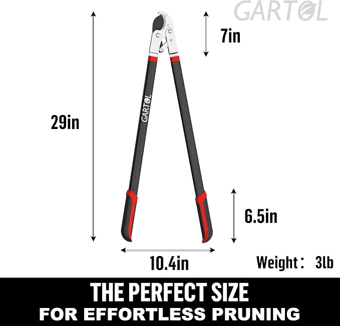 GARTOL Heavy-Duty Anvil Lopper, 29" Tree Pruning Shears, with a Spare SK5 Steel Blade, Compound Action for Effortless Cutting 2″ Branch, Ergonomic Non-Slip Handles, Durable Garden Branch Cutter