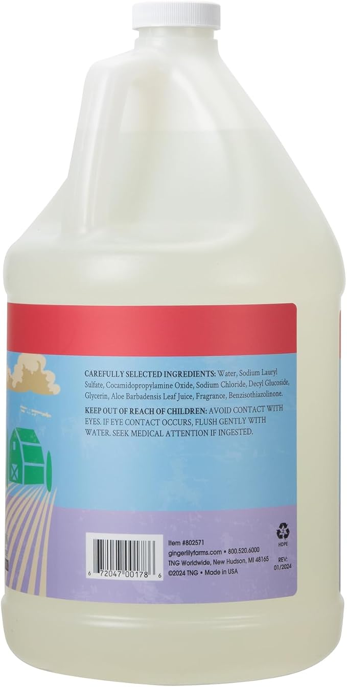 Ginger Lily Farms Botanicals Plant-Based Liquid Dish Soap, Concentrated Formula with Max Grease Cleaning Power, Cruelty-Free, Apple Pear Scent, 1 Gallon (Pack of 4)