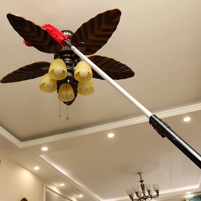 20 Foot High Reach Dusting Kit with 5-12 Foot Extension Pole // High Ceiling Duster with Telescopic Pole // Cobweb Microfiber Duster // Outdoor & Indoor Extendable Duster Cleaning Kit