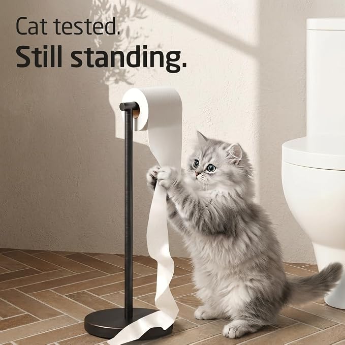 KES Oil Rubbed Bronze Toilet Paper Holder Stand | Weighted Base, Freestanding Toilet Roll Holder, Bathroom Floor Use, T304 Stainless Steel, BPH283S1-ORB