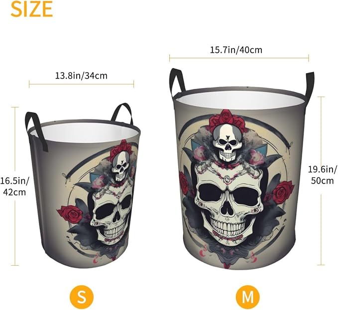 Skull Yoga Large Foldable Laundry Basket Hamper,Storage Basket Bin With Handles,For Bathroom,College