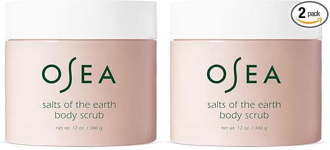 OSEA Salts of the Earth Body Scrub 12 oz - Pink Himalayan Salt Scrub - Gentle Body Exfoliation Skincare - Ideal Spa Gift for Pampering - Clean Beauty & Vegan Body Care (Pack of 2)