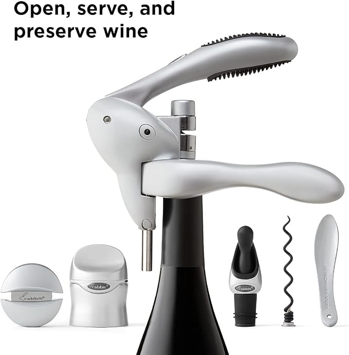 Rabbit Wine Tool Kit (Silver), 6 Piece Set