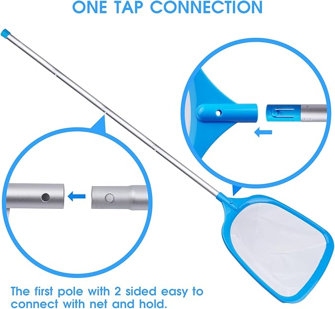 TidyMister Hot Tub Skimmer Spa Net with 5ft Aluminum Pole Ultra Fine Mesh Net Handy Leaf Skimmer for Small Above Ground Pools Pick Up Fine Debris Lightweight Net