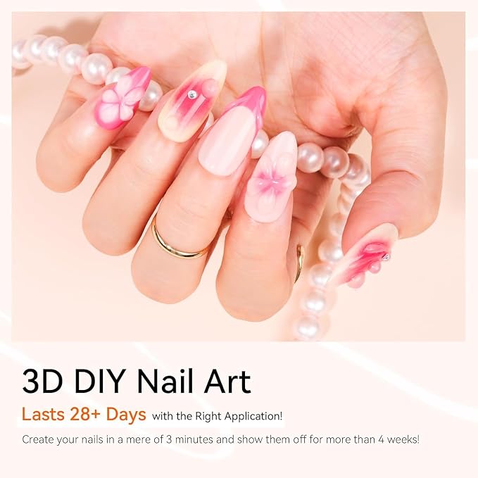 Makartt Rhinestone Glue for Nails with 3D Gel Nail Art Kit DIY Home Use | UV/LED Cured, 15ml Drawing Gel, Molding Gel, 30ML Gem Glue for Nail Charm, Embossed Designs, Rub Chrome Powder