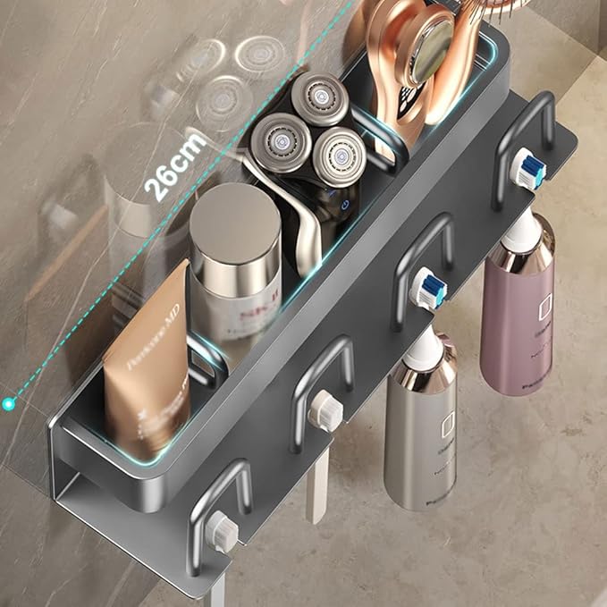 Toothbrush Rack Light Luxury Wall-Mounted Toothbrush Holder Multifunctional Bathroom Toothbrush Storage Rack Bathroom Accessories Rack Bathroom Toothbrush Holder(C)