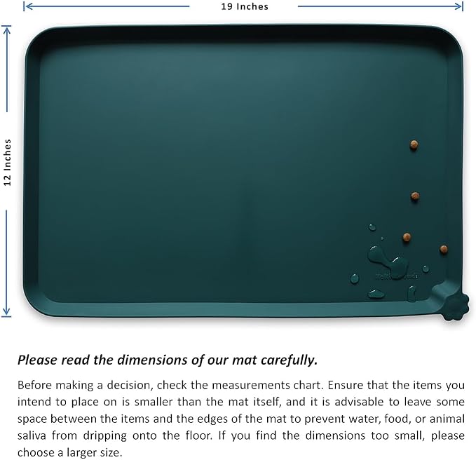 Hoki Found Silicone Pet Food Mats Tray - High-Lips Pet Dog Cat Bowl Mats - Dog Pet Cat Feeding Mat - Waterproof Dog Cat Food Mats -Pet Water Mats for Floors - Dark Cedar