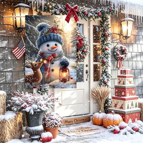Large Winter Christmas House Flags for Outside 28 x 40 Double Sided