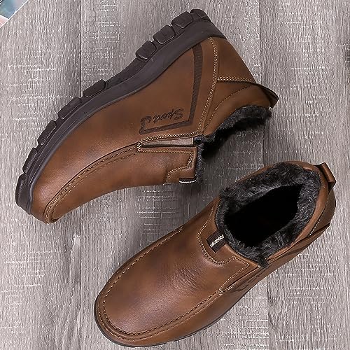 COSIDRAM Mens Shoes Winter Snow Boots Slip On Warm Cotton Padded Loafers