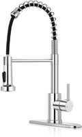 Kitchen Faucet with Pull Down Sprayer Chrome | 2-mode sprayer, 360° high arc spout, 304 SS build, drip-free valve, fingerprint-resistant, DIY install, NSF certified