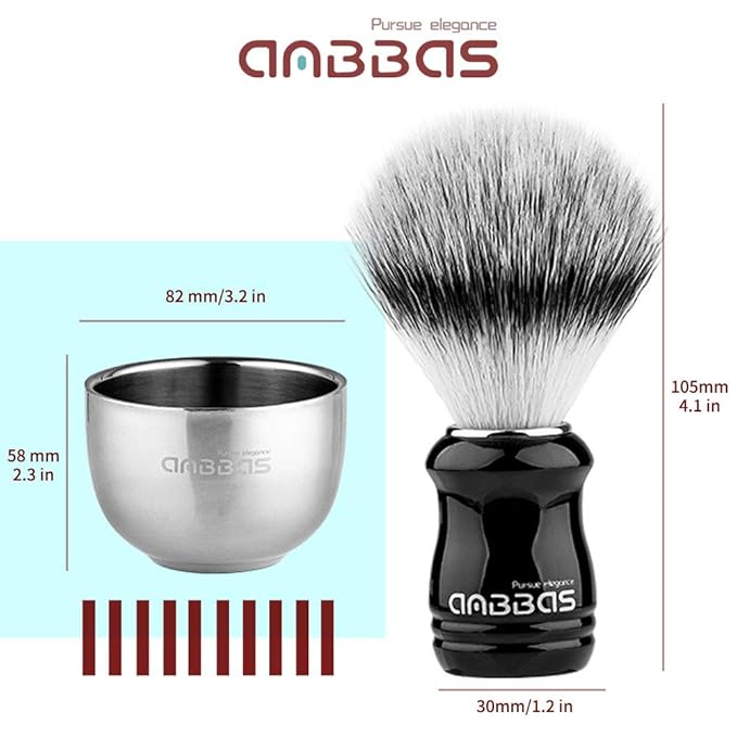 Anbbas Synthetic Badger Shaving Brush,3in1 Kit with Stainless Steel Shaving Stand and Bowl for Men Wet Close Shave