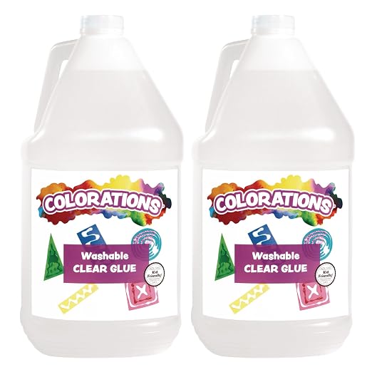 Colorations Washable Clear Glue, 2 Gallons, Dries Clear, Ideal for Slime | School, Office & Home Projects, Craft Supplies, Arts & Crafts Glue