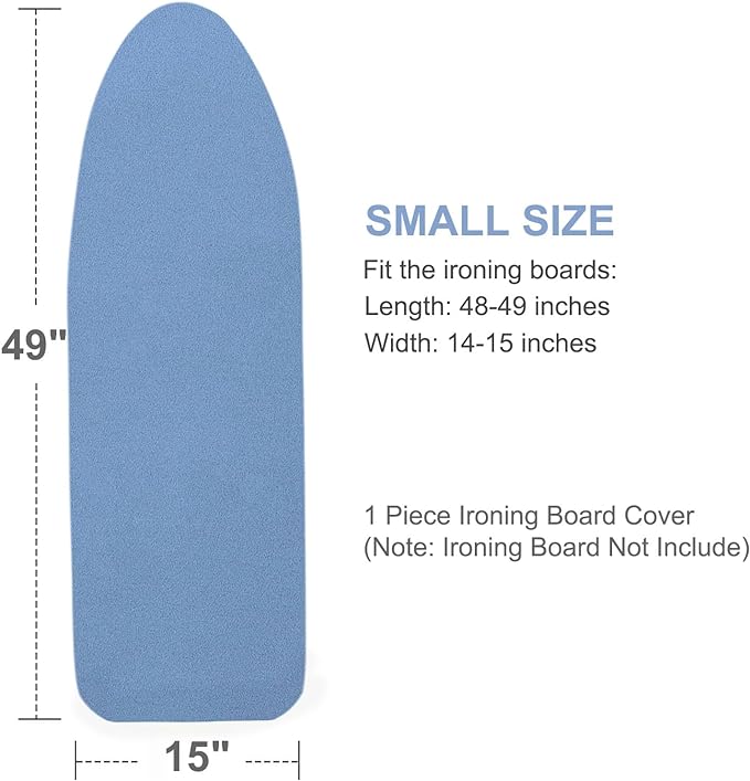 VividPaw Ironing Board Cover and Pad, 15x48,15x49, Thick Padding, Elastic Edge, Silicone Coated, Resist Scorching and Staining, Adjustable Fastener, Heavy Duty Padded Iron Board Covers