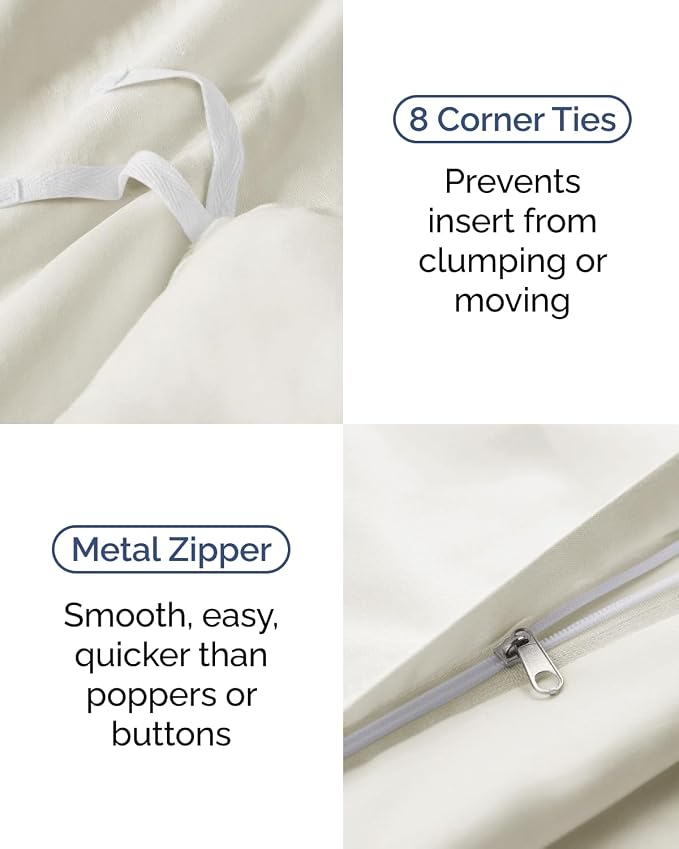 Duvet Cover Twin/Twin XL Size Set - Extra Soft Twin/Twin XL Duvet Cover 68" x 90" with 1 Pillow Sham for Women, Men, Kids & Teens - Comfy, Easy-Care & Fade Free with Zipper Closures and Ties (Ivory)