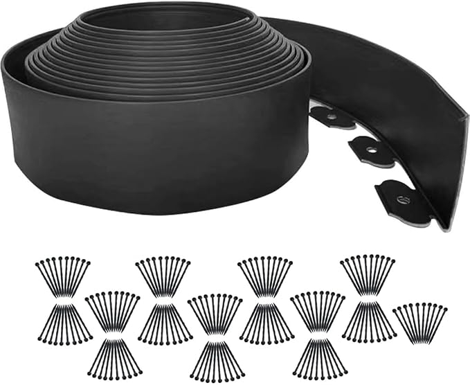 Landscape Edging 98FT,Garden Edging Borders Black [Extra Tall 4IN High] with 150pcs Plastic Stakes, Lawn Edging Flexible DIY Fence for Landscaping,Flower Bed,Grass,Gravel,Tree Surrounding