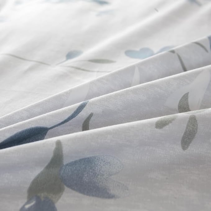 OAITE Duvet Cover Set Queen Size Floral Pattern Ultra Soft 100% Cotton Duvet Cover Sets 3-PC, Breathable Duvet Cover with Zipper Closure & Corner Ties(2 Pillow Shams,1 Duvet Cover)