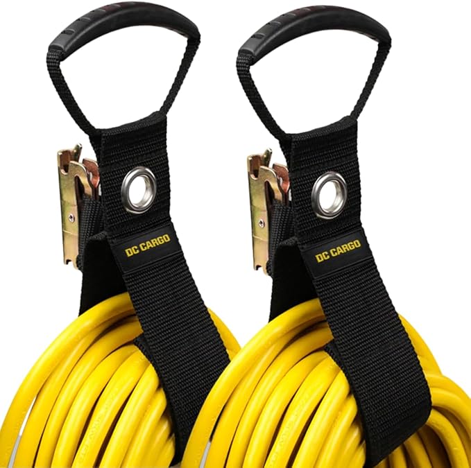 DC Cargo Mall Extension Cord Organizer E-Track Accessories for (Pack of 2) – Keep Cords, Cables, Hoses, Etrack Accessories Organized On E-Track - 17” Hook & Loop Closure Keeps Cables Secure