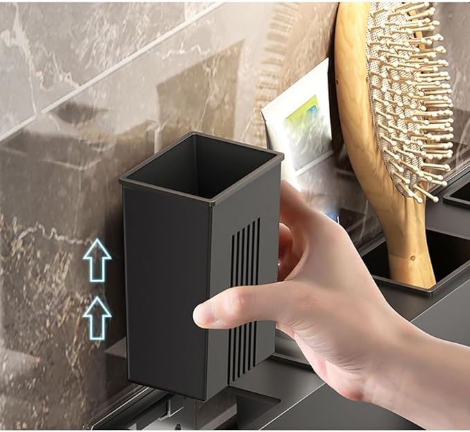 Toothbrush Rack Toothbrush Rack Free Punching Bathroom Mouthwash Cup Hanging Wall Brushing Cup Wall-Mounted Toothbrush Hair Dryer Rack Bathroom Toothbrush Holder(B)
