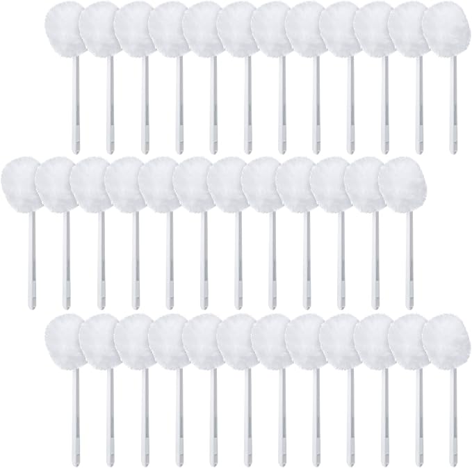 Zhehao 50 Pcs Toilet Bowl Brush Soft Swab Toilet Bowl Bulk White Reusable Long Plastic Handled Cleaners Scrubber Mop with Silk Cotton for Home Bathroom, 15 x 3 Inch, Without Cone Cup