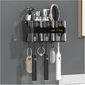 Toothbrush Rack Toothbrush Rack Free Punch with Mouthwash Cup Brushing Cup Wall-Mounted Bathroom Multi-Functional Storage Box Bathroom Toothbrush Holder(B,Small)