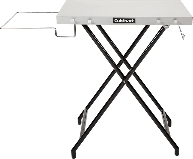 Cuisinart Fold ‘n Go Prep Table, Portable Folding Table and Grill Stand with Tool Hooks, Trash Bag Holder, Paper Towel Rack, 24” x 20” Steel Food Prep Station Perfect for BBQs, Tailgates and Camping