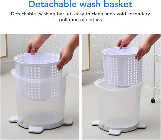 Portable Washing Machine 2 in 1 Hand Crank Mini Clothes Spin Dryer for Dorms, Apartments, Camping, RV - Washer and Dryer - Manual Non Electric