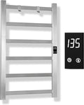 Topdattion Electric Towel Warmer | Super Thin | with Timer & Temperature Multi-Level Adjustments | Hardwired & Plug-in | 6 Bar Brushed Finish