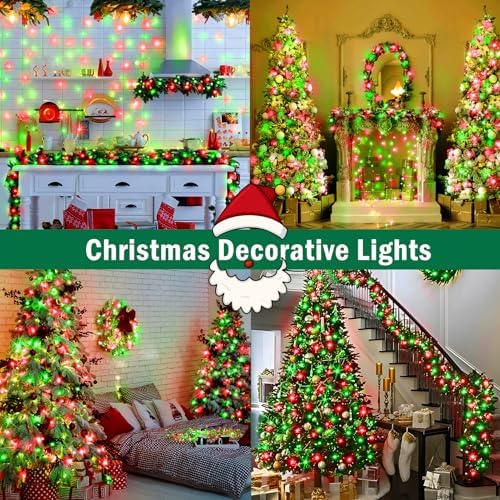 SAUIRS 197FT 500 LED Christmas Lights Outdoor String Lights with 8 Modes Timer Waterproof Fairy Light Plug in for Outside Indoor Party Xmas Palm Tree Yard Wedding Decoration(Red and Green)