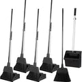 Mumufy 5 Set Lobby Dustpan with Broom Set Lobby Upright Dust Pan and Broom with Long Handle Heavy Duty Commercial Dustpan Combo for Restaurants Kitchen Office Home