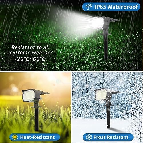 WENATY Solar Spot Lights Outdoor Waterproof Spotlight 2 Pack Cool White