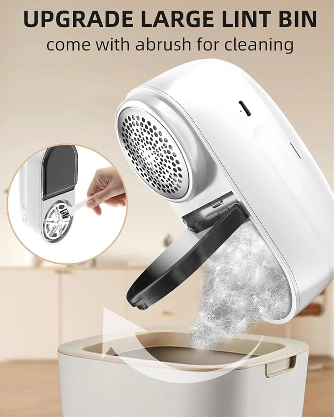 Fabric Shaver Lint Remover and Lint Brush Rechargeable, 2600mAh Portable Sweater Defuzzer Lint Shaver, 2-Speed Adjustment, Removes Lint, Pill, & Fuzz (Color : White)