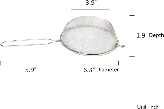 G+ Life Stainless Steel Sieve Set (Diameter 6 Inch) - Fine Mesh Food Strainer, Flour Colander Sieve Sifter with Handle - Ideal for Rinsing, Draining, Filtering, and Straining Various Food Ingredients