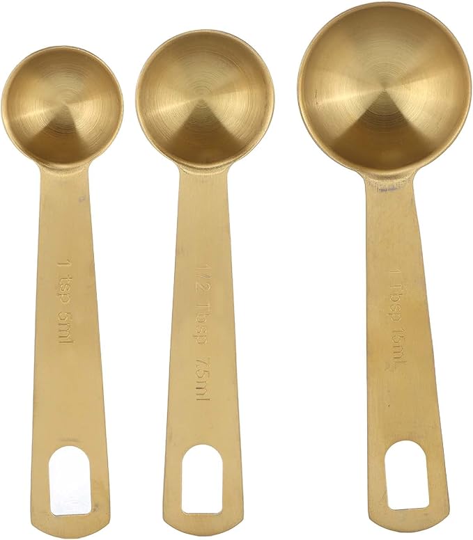 18PCS Gold Measuring Cups and Spoons Set, Stainless Steel Measuring Cups Spoons with Buckle and Scale Plate, Kitchen Baking Tools