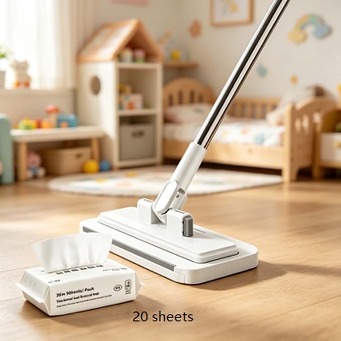 Secure Grip Sweep Mop with Thick Dust Removal Tissue Bundle