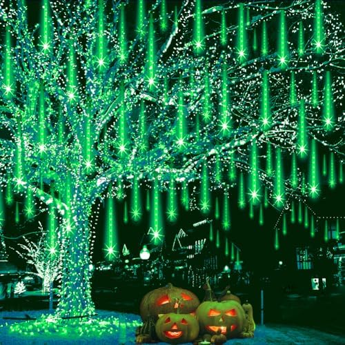 Weepong Halloween Lights Outdoor, Meteor Shower Christmas Lights 16 Tubes