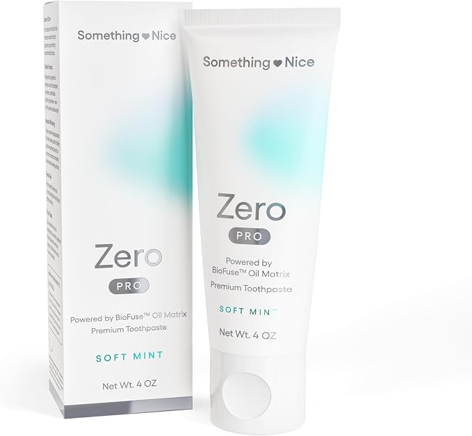 Something Nice Zero Pro Toothpaste - 10% Nano Hydroxyapatite Toothpaste Fluoride Free with BioFuse Oil Matrix, Remineralizing, Whitening and Enamel Repair for Sensitive Teeth, Adults & Kids, Mint, 4oz