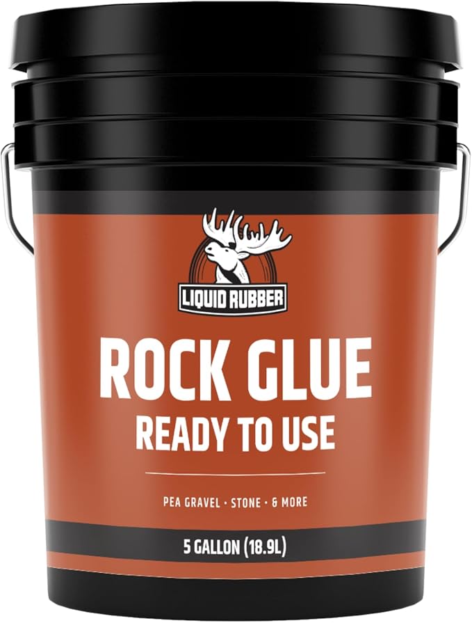 Liquid Rubber Rock Glue for Landscaping - Pea Gravel Stabilizer, 5 Gallon | Professional Grade, Outdoor, Ready to Use - Clear Drying, Permeable, Water-Based for Stone & Pea Gravel, 50 sq ft/Gal