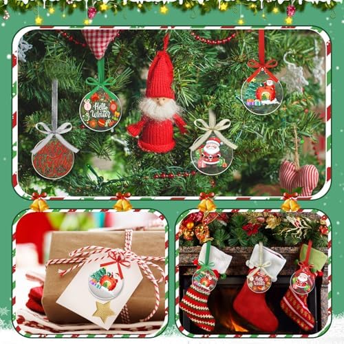 Sumind 30 Pcs 4 Inch Blank Acrylic Christmas Ornaments, Transparent