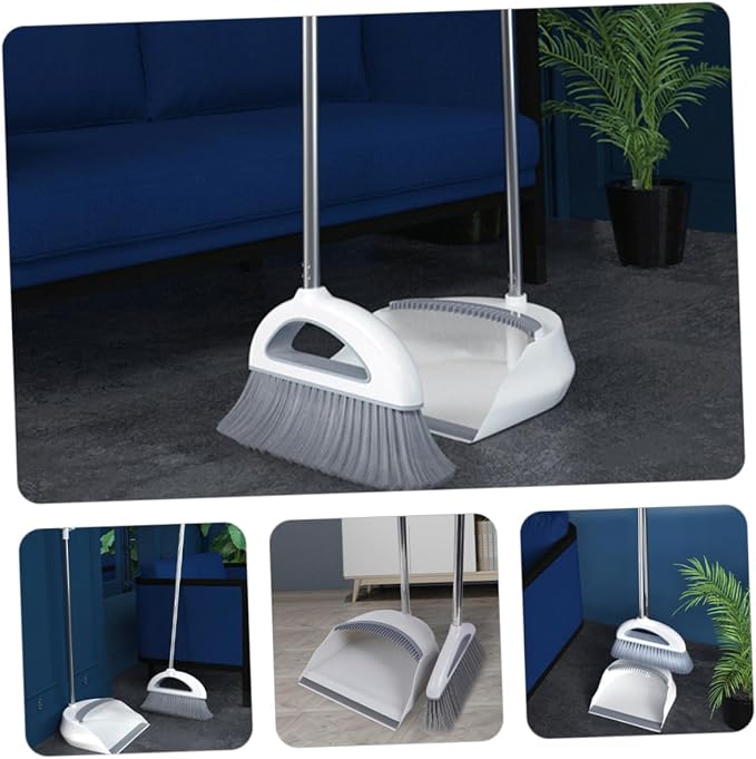 1set Broom and Dustpan for Home Ergonomic Handle Lightweight Hair Broom for Indoor Outdoor Cleaning for Sidewalks Garages Workshops and More