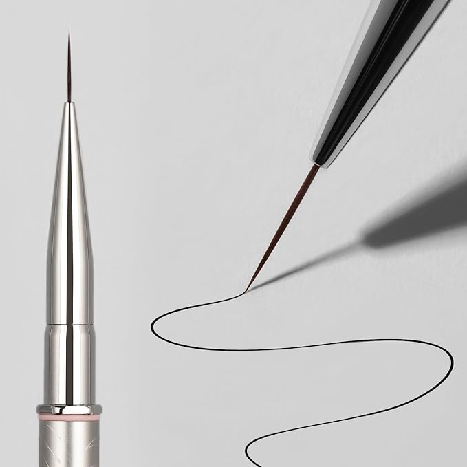 YOKEFELLOW EliteAlly Nail Art Brushes,12mm Slim Nail Art Liner Brush for Long Lines Nail Art Painting Manicure Design Professional Nail Art Tool(EA06 LINER-L)