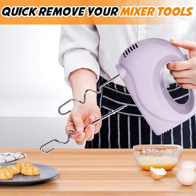 Handmixer Electric Handheld - 5 Speed Portable Kitchen Mixer Electric with 5 Stainless Steel Accessories Whisk, Food Beater for Whipping Mixing Cookies(Violet)