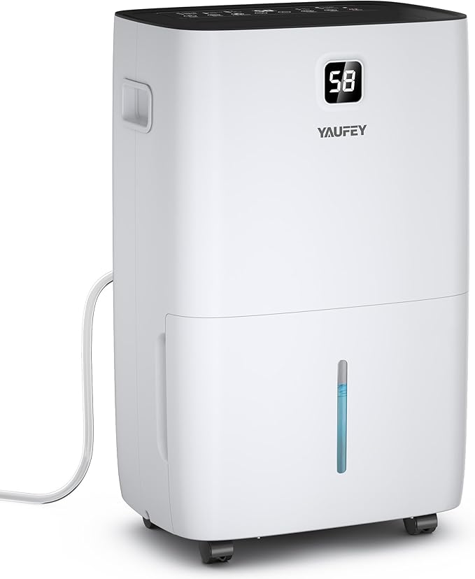 Yaufey 150 Pints Dehumidifier with Pump for Home, Basement and Large Room up to 7000 Sq. Ft., With Drain Hose, Timer, Intelligent Humidity Control and Large Water Tank