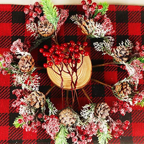 Fangoo 20 Pack 7 Inch Artificial Red Berry Picks for Christmas Tree
