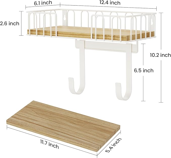 TJ.MOREE Ironing Board Hanger Metal Wall Mount Iron and Ironing Board Holder, Laundry Room Decor and Storage with Large Storage White