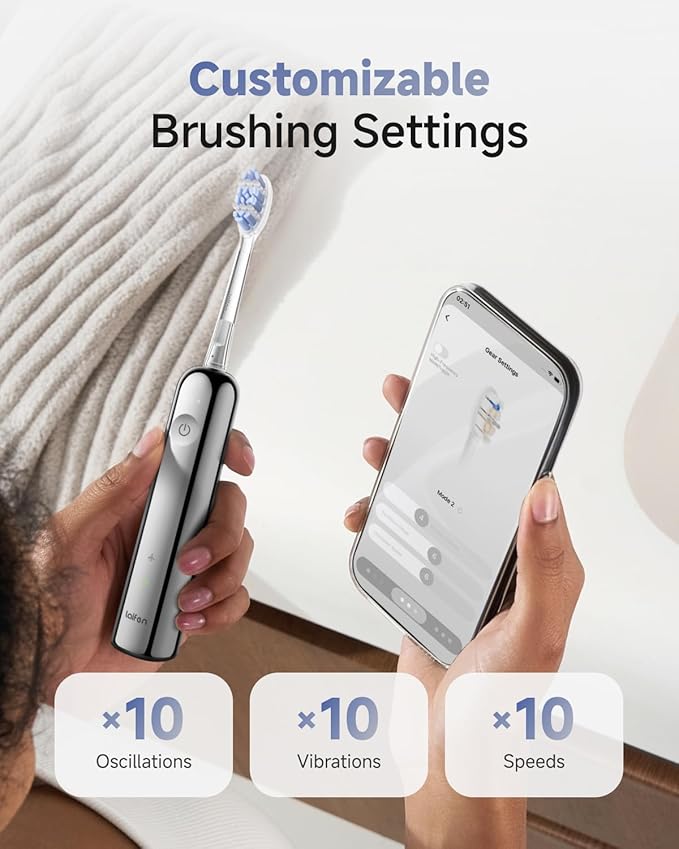 Laifen Wave Pro Sonic Electric Toothbrush for Adults – 2026 Model, 60° Oscillations for Ultra-Clean, Smart App, 70-Day Battery, 2 Brush Heads (Stainless Steel)