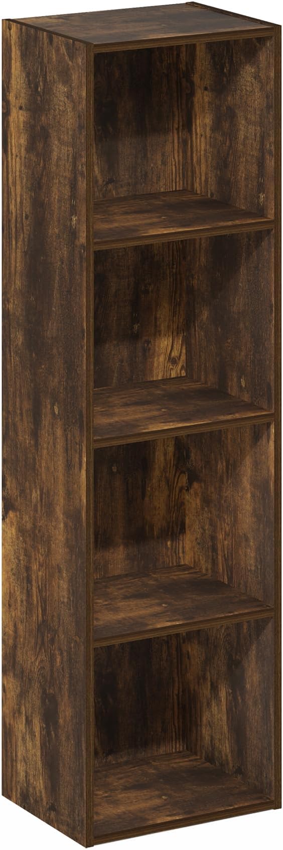 Furinno PASIR Book Shelf, 4-Tier Modern Bookshelf, Open Shelves Bookcase 9 x 12 x 42, Easy Assembly, for Living Room, Bedroom, Home Office, Amber Pine