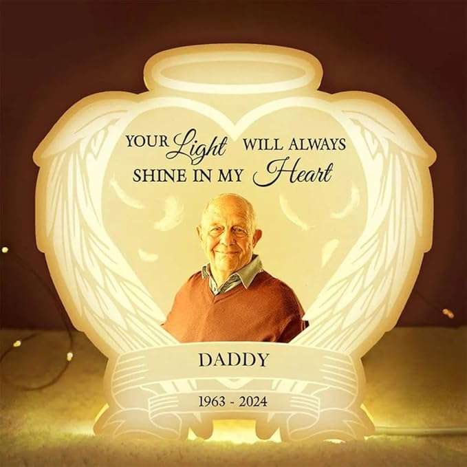 WANDER PRINTS Personalized Custom Shaped Photo Light Box - Memorial Keepsake, Father’s Day Remembrance Gift Idea, LED Night Light, Sympathy Tribute Decor - Custom Photo Always Shine In My Heart