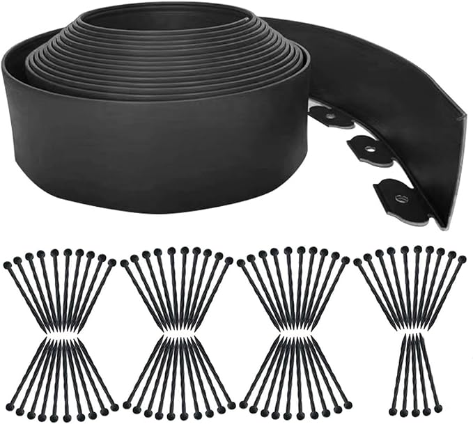 Landscape Edging 49FT,Garden Edging Borders Black [Extra Tall 4IN High] with 75pcs Plastic Stakes, Lawn Edging Flexible DIY Fence for Landscaping,Flower Bed,Grass,Gravel,Tree Surrounding